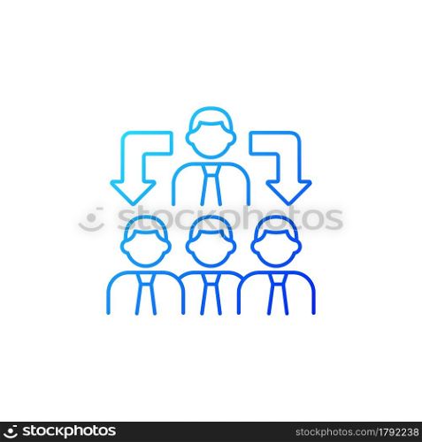 Coordination gradient linear vector icon. Business relations. Process of organizing people. Colleagues work together. Thin line color symbols. Modern style pictogram. Vector isolated outline drawing. Coordination gradient linear vector icon