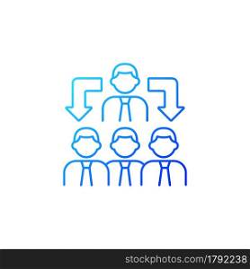 Coordination gradient linear vector icon. Business relations. Process of organizing people. Colleagues work together. Thin line color symbols. Modern style pictogram. Vector isolated outline drawing. Coordination gradient linear vector icon