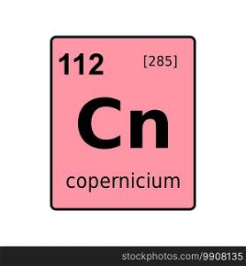Copernicium chemical element of periodic table. Sign with atomic number.