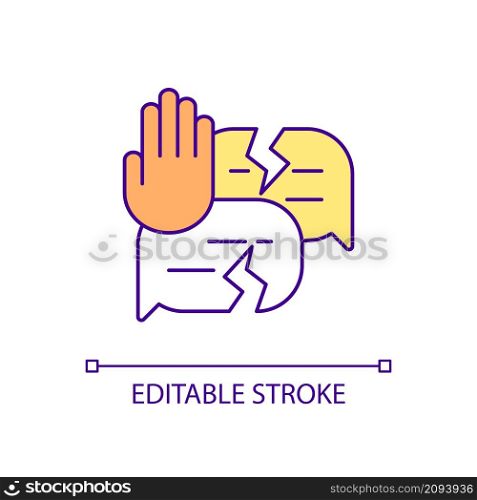 Coping with ineffective communication RGB color icon. Dealing with anxiety in social situations. Isolated vector illustration. Simple filled line drawing. Editable stroke. Arial font used. Coping with ineffective communication RGB color icon
