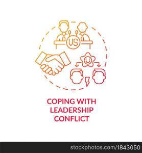 Coping with leadership conflict red gradient concept icon. Competing leaders. Conflict management abstract idea thin line illustration. Vector isolated outline color drawing. Editable stroke. Coping with leadership conflict red gradient concept icon