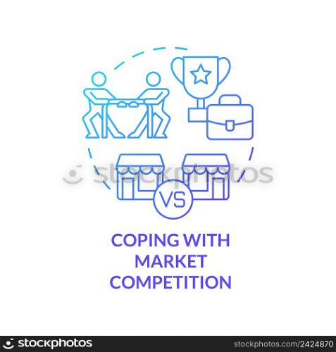 Coping with market competition blue gradient concept icon. Biggest business strategy issue abstract idea thin line illustration. Crowded market. Isolated outline drawing. Myriad Pro-Bold font used. Coping with market competition blue gradient concept icon