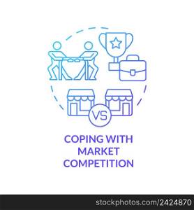 Coping with market competition blue gradient concept icon. Biggest business strategy issue abstract idea thin line illustration. Crowded market. Isolated outline drawing. Myriad Pro-Bold font used. Coping with market competition blue gradient concept icon