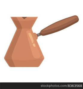 Copper turkish coffee pot icon cartoon vector. Cezve cup. Cafe pouring. Copper turkish coffee pot icon cartoon vector. Cezve cup