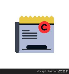 Copy, Copyright, Restriction, Right, File Flat Color Icon. Vector icon banner Template