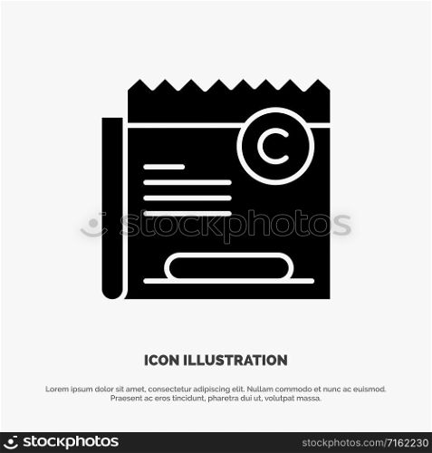 Copy, Copyright, Restriction, Right, File solid Glyph Icon vector