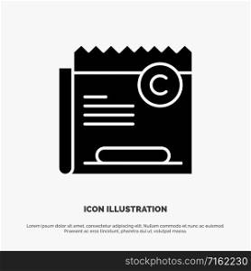 Copy, Copyright, Restriction, Right, File solid Glyph Icon vector