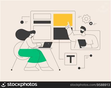 Copy optimization abstract concept vector illustration. Copy optimization service, menu bar tab, company website, webpage development, UI design, SEO business, search engine abstract metaphor.. Copy optimization abstract concept vector illustration.