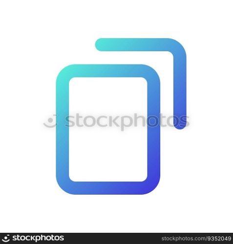 Copy pixel perfect gradient linear ui icon. Duplicate digital file and text. Clipboard. Line color user interface symbol. Modern style pictogram. Vector isolated outline illustration. Copy pixel perfect gradient linear ui icon