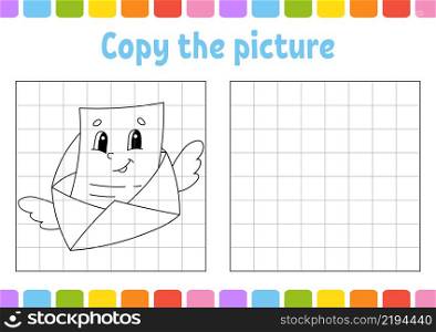 Copy the picture. Coloring book pages for kids. Education developing worksheet. Game for children. Handwriting practice. Valentine&rsquo;s Day. Cute cartoon vector illustration.