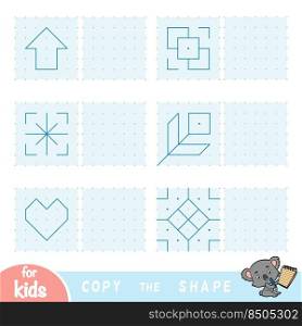 Copy the picture, education game for children. Replicate the image by dots. Draw geometric and natural ornaments