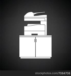 Copying machine icon. Black background with white. Vector illustration.
