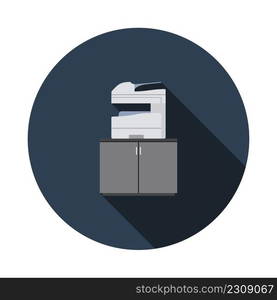 Copying Machine Icon. Flat Circle Stencil Design With Long Shadow. Vector Illustration.