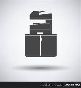Copying machine icon on gray background, round shadow. Vector illustration.