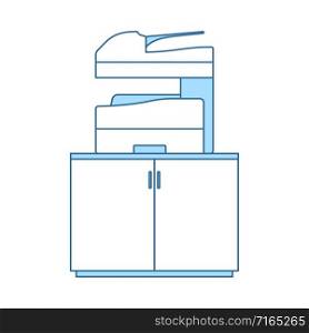 Copying Machine Icon. Thin Line With Blue Fill Design. Vector Illustration.