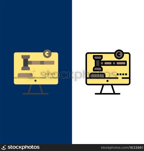 Copyright, Copyright, Digital, Law  Icons. Flat and Line Filled Icon Set Vector Blue Background