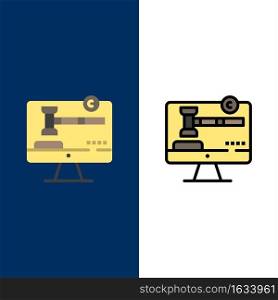 Copyright, Copyright, Digital, Law Icons. Flat and Line Filled Icon Set Vector Blue Background