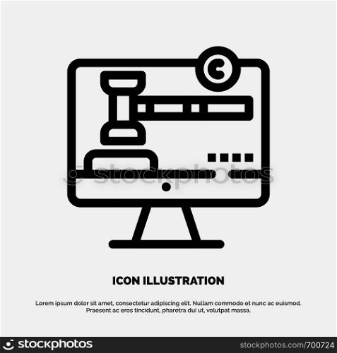Copyright, Copyright, Digital, Law Line Icon Vector