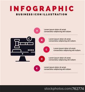 Copyright, Copyright, Digital, Law Solid Icon Infographics 5 Steps Presentation Background
