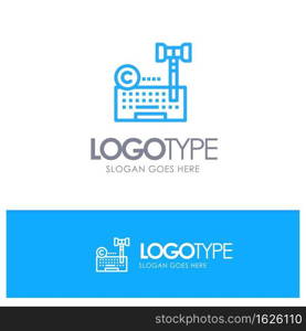 Copyright, Digital, Internet, Law, Lawyer Blue outLine Logo with place for tagline