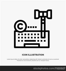 Copyright, Digital, Internet, Law, Lawyer Line Icon Vector