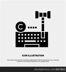 Copyright, Digital, Internet, Law, Lawyer solid Glyph Icon vector