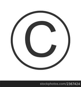Copyright icon. Letter c and circle license symbol. Trademark, patent vector.