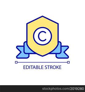 Copyright law RGB color icon. Work of authorship protection. Intellectual property law. Exclusive rights. Protect invention. Isolated vector illustration. Simple filled line drawing. Editable stroke. Copyright law RGB color icon