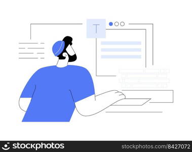 Copywriting abstract concept vector illustration. Commercial journalism, copywriting service, content generation, professional freelance writer, writing article, corporate text abstract metaphor.. Copywriting abstract concept vector illustration.