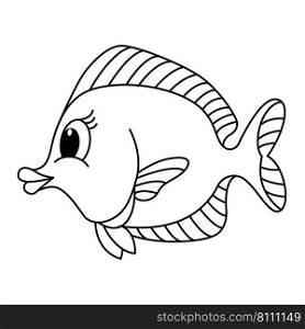 Coral fish cartoon coloring page for kids Vector Image
