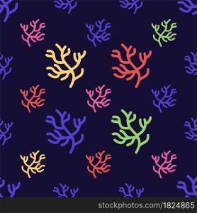 Coral Icon Seamless Pattern, Marine Invertebrates Vector Art Illustration