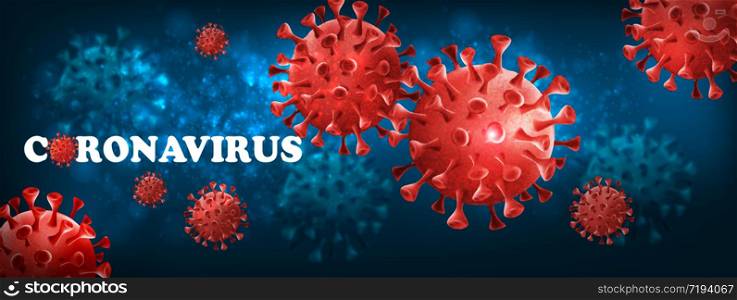 Coranavirus background with virus COVID - 19 molecules. Vector