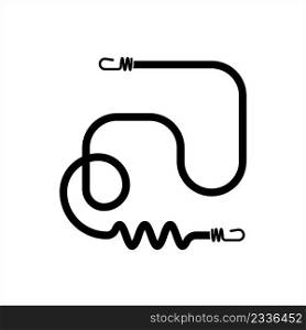 Cord With Hooks Icon, Nylon Elastic Tying Rope With Hook Vector Art Illustration