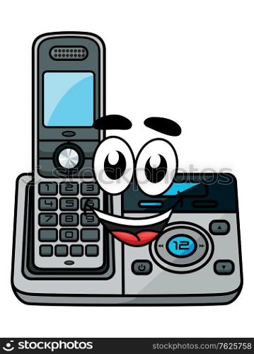 Cordless phone in cartoon style, suitable for communication and technology design