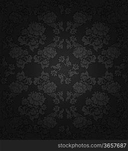 Corduroy dark background, gray flowers texture fabric