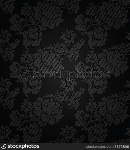 Corduroy dark background, ornamental flowers texture fabric