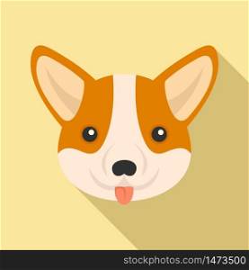 Corgi dog face icon. Flat illustration of corgi dog face vector icon for web design. Corgi dog face icon, flat style