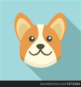 Corgi dog icon. Flat illustration of corgi dog vector icon for web design. Corgi dog icon, flat style