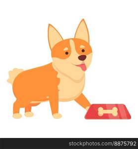 Corgi want to eat icon cartoon vector. Cute dog. Funny pet. Corgi want to eat icon cartoon vector. Cute dog
