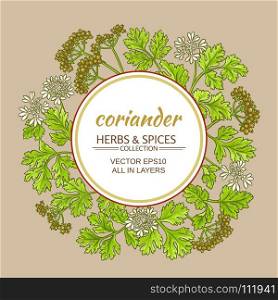 coriander vector frame. coriander plant vector frame on color background