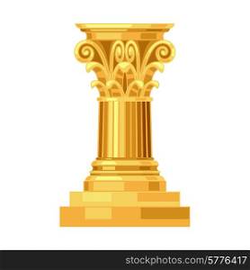 Corinthian realistic antique greek gold column isolated.. Corinthian realistic antique greek gold column isolated