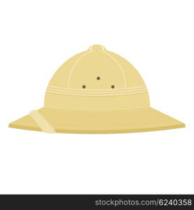 Cork helmet. Tropical helmet on a white background. Item of equipment for a safari trip to the tropics. Stock vector illustration