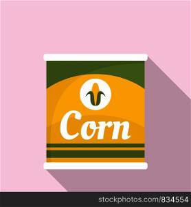 Corn can icon. Flat illustration of corn can vector icon for web design. Corn can icon, flat style