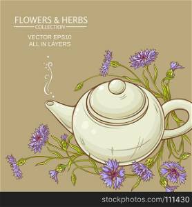 corn flower tea vector background. corn flower tea in teapot vector background