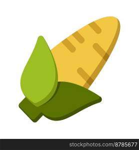 Corn icon. Colorful cartoon corn icon. Corn vector isolated. Yellow corn with green leaves. Vegetable in the flat style. Corn logo. Vector illustration