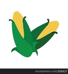 Corn icon. Flat color design. Vector illustration.