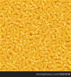 Corn maize realistic grain bulk seamless pattern vector illustration.. Corn maize grain bulk vector seamless pattern. Realistic illustration.