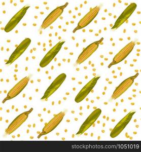 Corn maize realistic seamless pattern vector illustration.. Corn maize vector seamless pattern. Realistic botanical illustration.