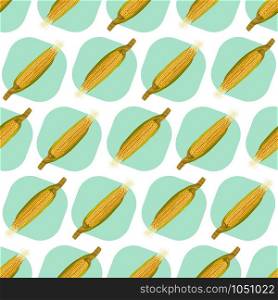 Corn maize realistic seamless pattern vector illustration.. Corn maize vector seamless pattern. Realistic botanical illustration.