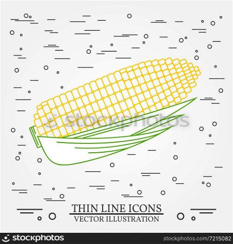 Corn thin line design. Corn pen Icon. Corn pen Icon Vector. Corn pen Icon Drawing. Corn pen Icon Image.Corn penl Icon Graphic. Corn pen Icon Art. Thin line icon.